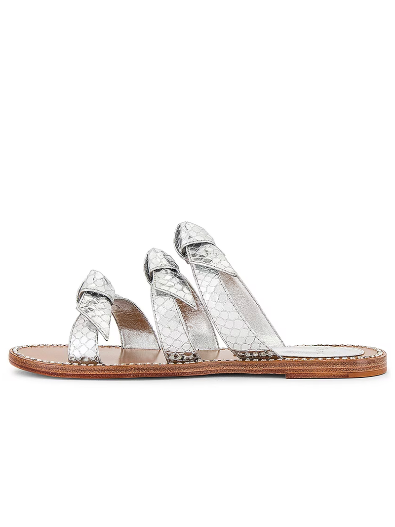Lolita Flat Crystals Sandal in Silver