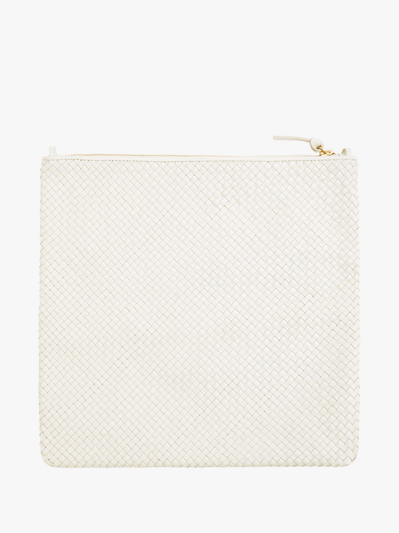 Brie Foldover Woven Clutch with Tabs