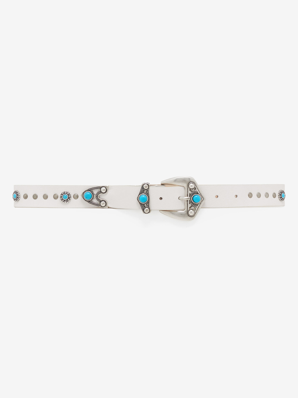 Polly Studded Leather Belt in White