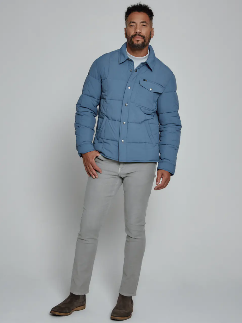 Cube Quilted Jacket in Dusty Blue
