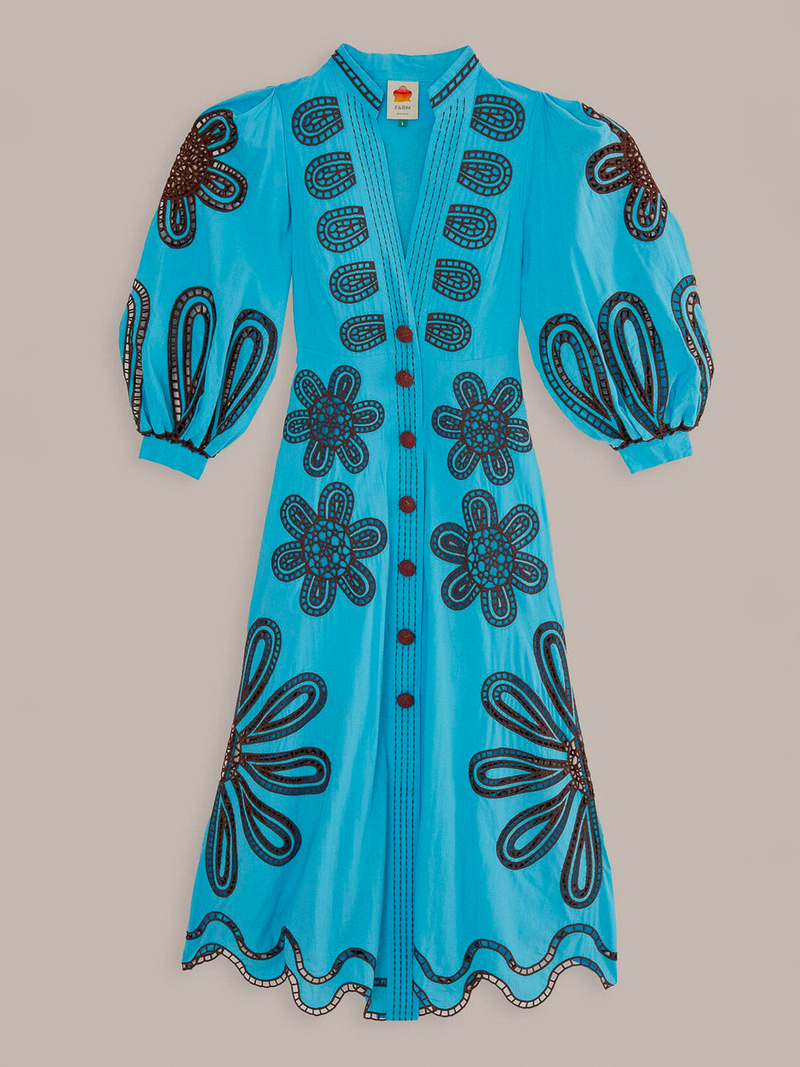 Turquoise Richelieu Maxi Dress