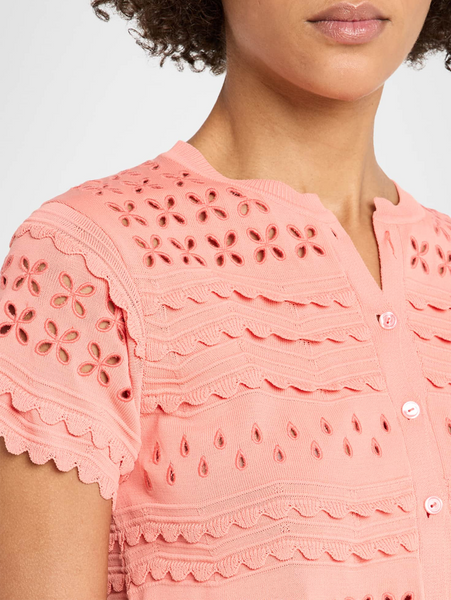 ULLA JOHNSON Abriana Eyelet Knit Cardigan in Coral Peony – AMY Atelier