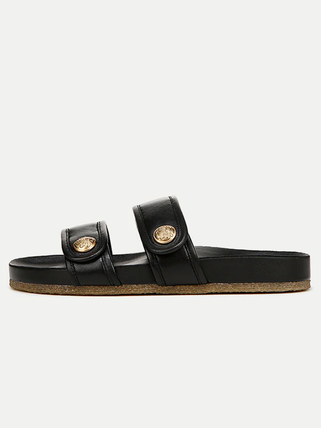 Percey Leather Slide Sandal in Black