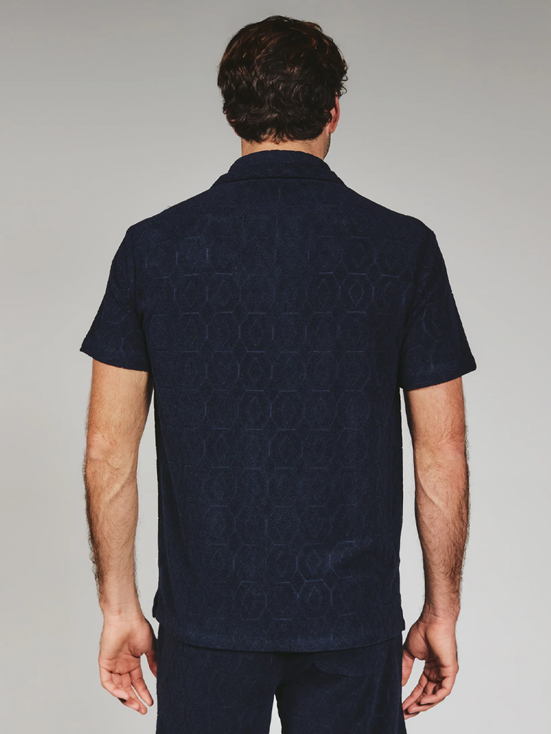Ponce Terry Cloth Camp Shirt in Navy