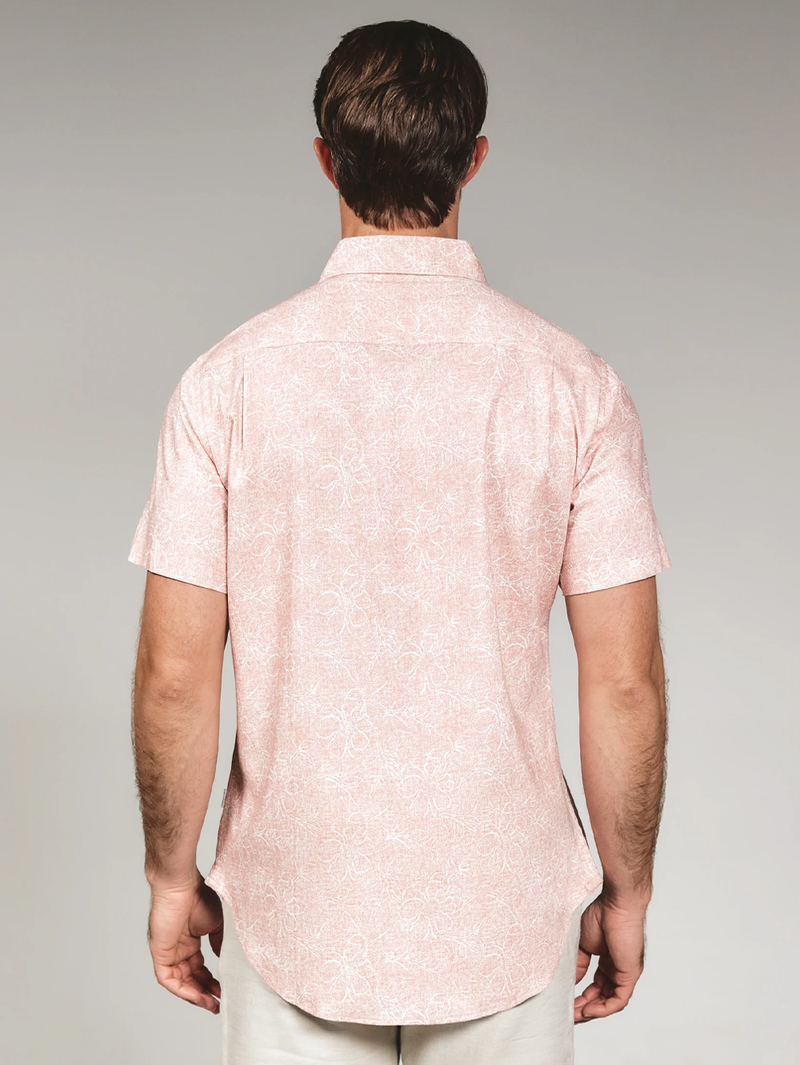 Fontaine Linen Short Sleeve Shirt in Coral