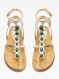 Jade Golden T-Strap Sandal