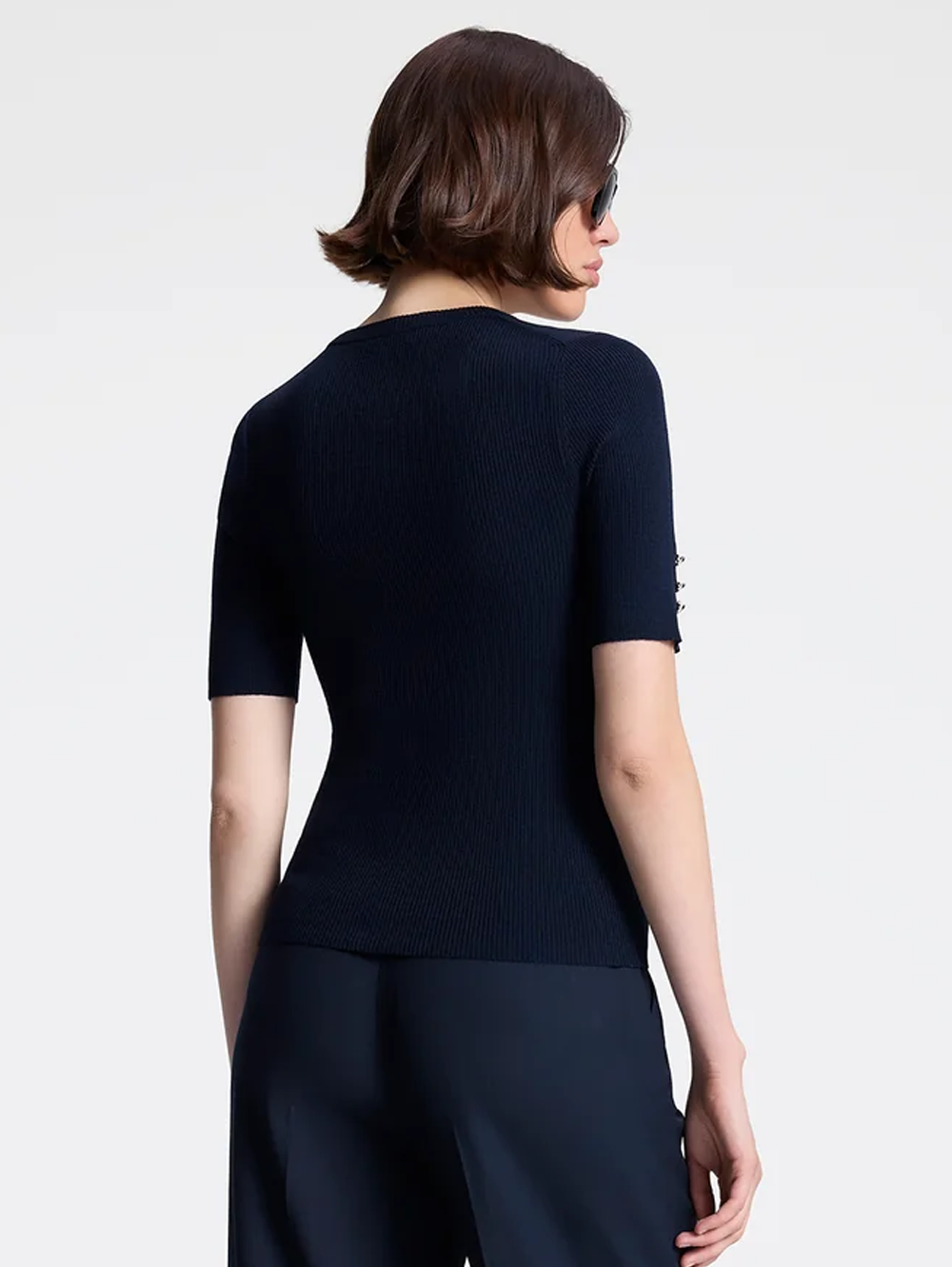 Josie Knit Merino Top in Navy