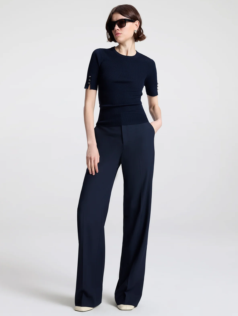 Josie Knit Merino Top in Navy