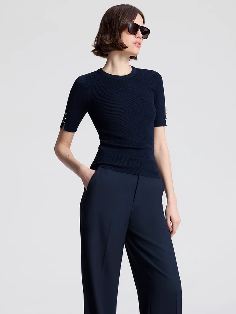 Josie Knit Merino Top in Navy