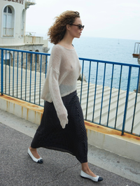 Bias Maxi Skirt in Black Polka Dot