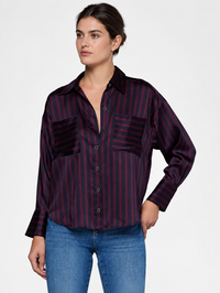 Eliora Relaxed Blouse in Midnight/Deep Sangria Even Stripe