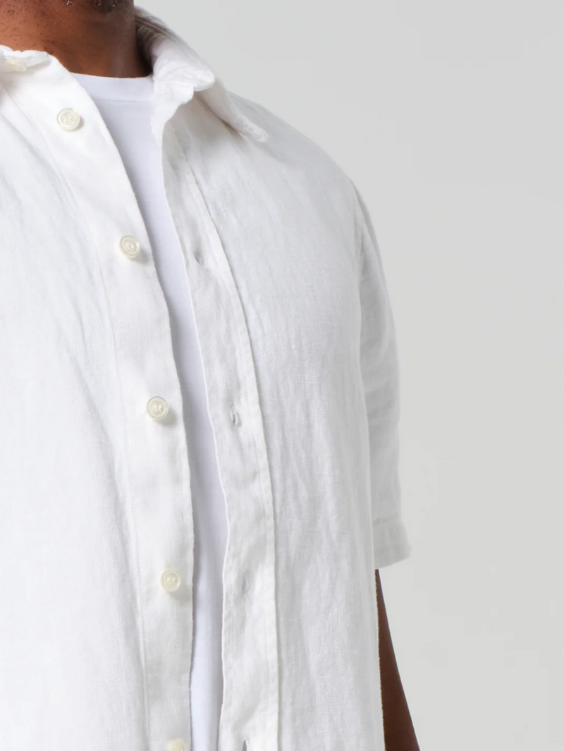 Cairo Short Sleeve Linen Shirt in White