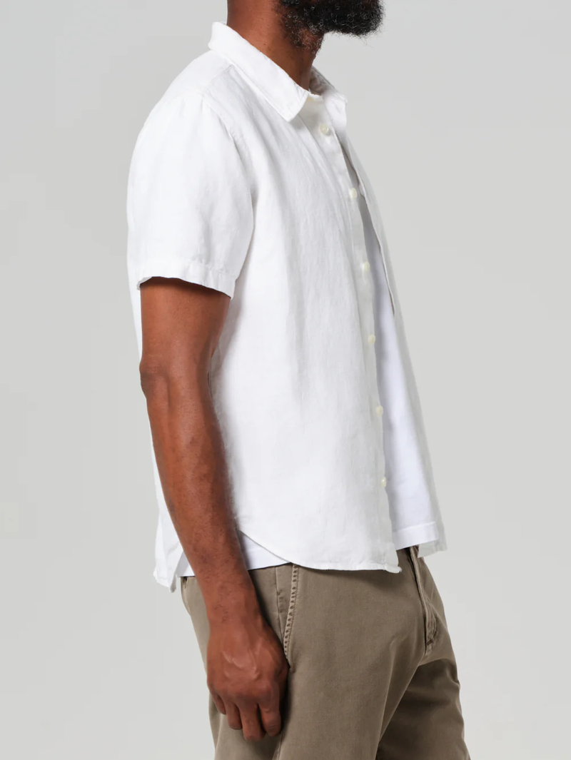 Cairo Short Sleeve Linen Shirt in White