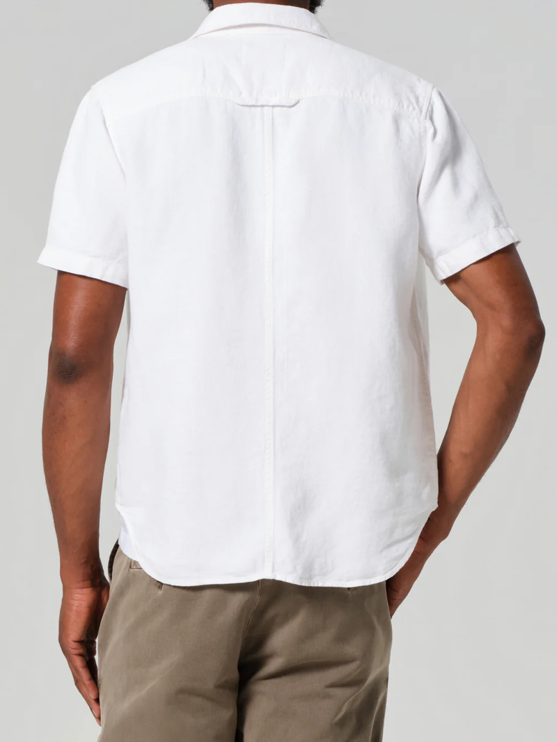 Cairo Short Sleeve Linen Shirt in White