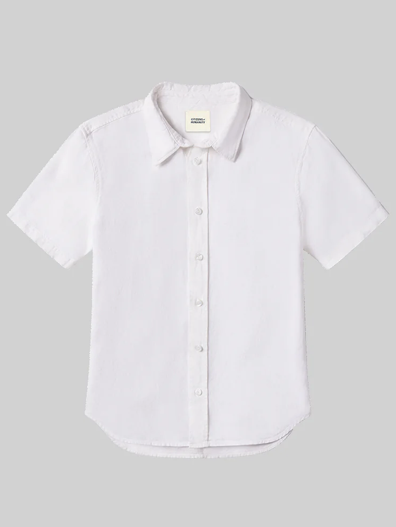 Cairo Short Sleeve Linen Shirt in White