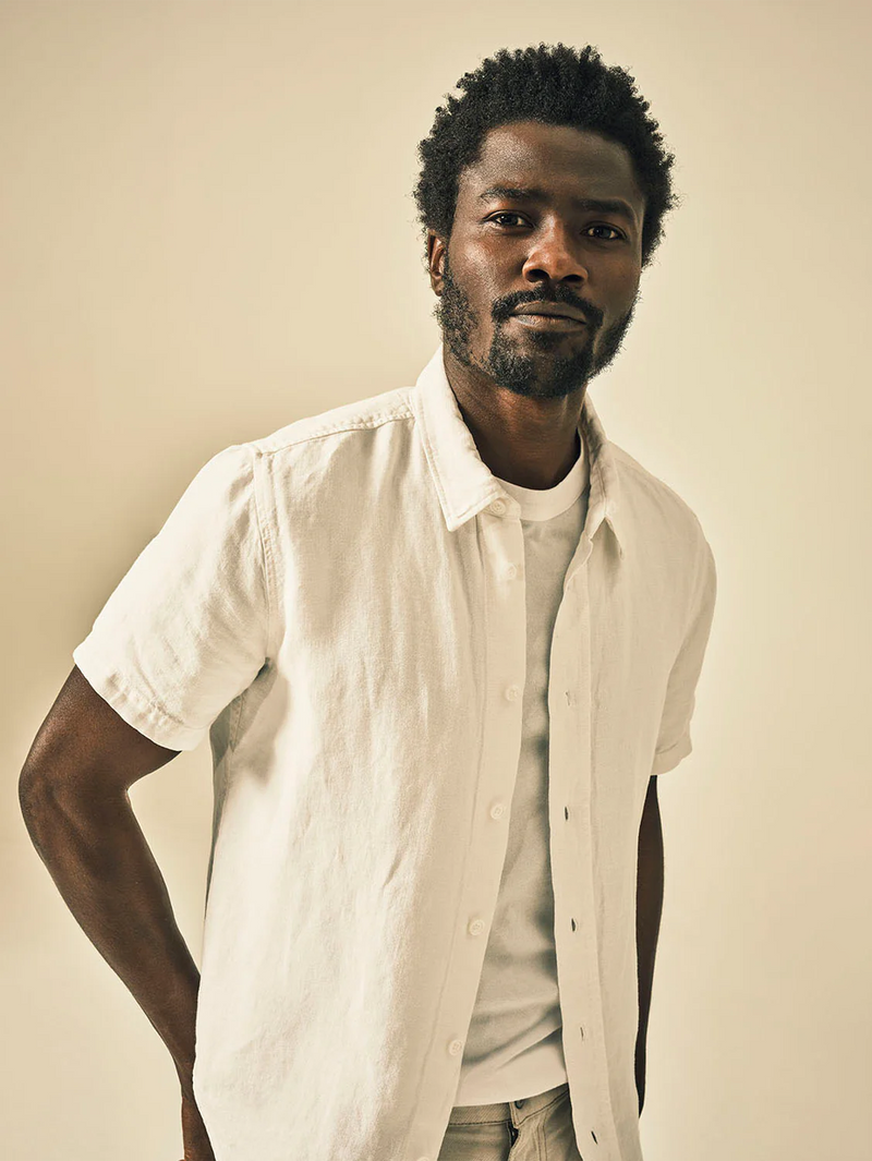 Cairo Short Sleeve Linen Shirt in White