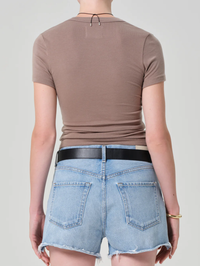 Maude U Neck Tee in Cocoa