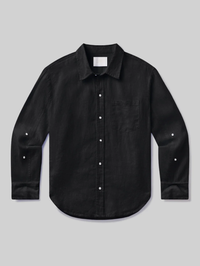 Kayla Shrunken Linen Shirt in Black