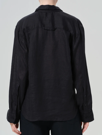 Kayla Shrunken Linen Shirt in Black