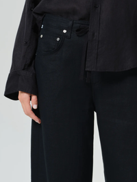 Brynn Drawstring Linen Trouser In Black