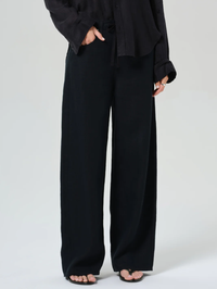 Brynn Drawstring Linen Trouser In Black