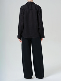 Brynn Drawstring Linen Trouser In Black
