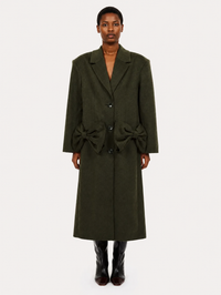 Corin Wool Coat with Bows in Willow