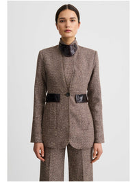 Tailored Boyfriend Blazer in Biscotti Tweed