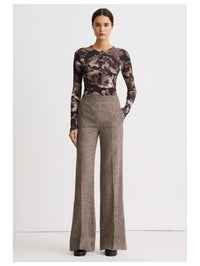 High Rise Wide Leg Pant in Biscotti Tweed