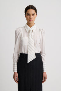Neck Tie Box Pleat Shirt