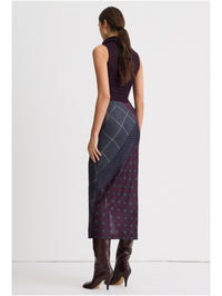 Front Ruffle Skirt in Slate Patchwork