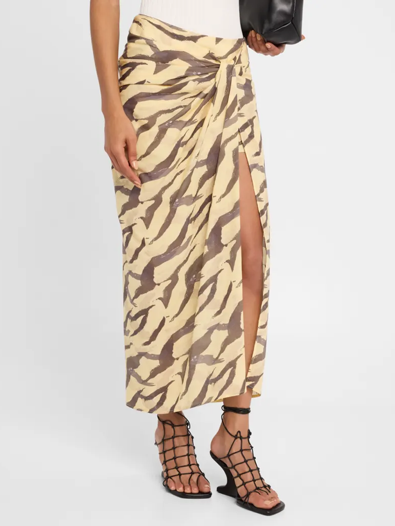 Dacca Tiger Print Draped Skirt