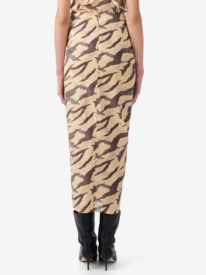 Dacca Tiger Print Draped Skirt