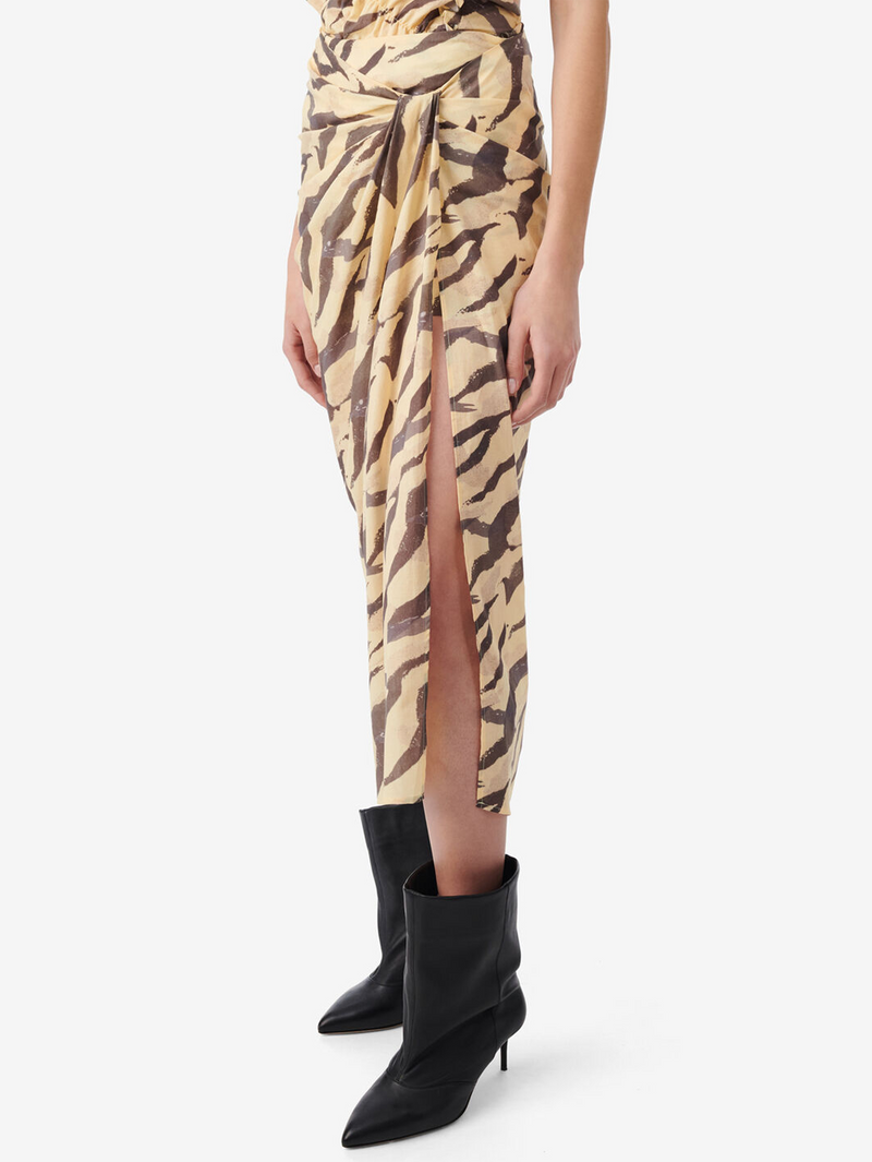 Dacca Tiger Print Draped Skirt