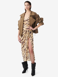 Dacca Tiger Print Draped Skirt