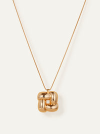 Woven Square Pendant Necklace in High Polish Gold