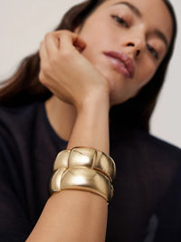 Mega Woven Square Bangle in High Polish Gold
