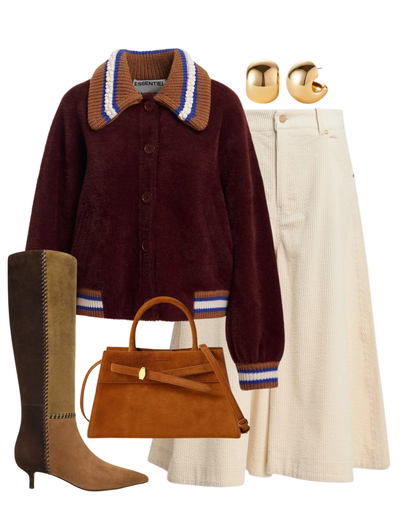 Kamore Knit Jacket With Collar in Wine Not — Shop The Look | AMY Atelier