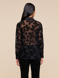 Laurent Button Up Blouse in Black Butterfly