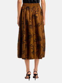 Paisley Fan Embroidery Sirani Skirt in Toffee/Black
