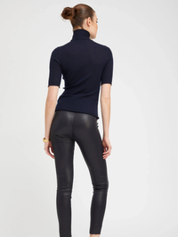 Short Sleeve Turtle Neck Top in Navy