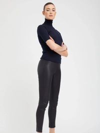 Short Sleeve Turtle Neck Top in Navy