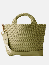St. Barths Small Tote In Bottle Green