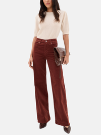 Le Slim Palazzo Corduroy in Wine
