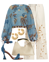 STL Betty Floral Cut Out Straight-Leg Jeans