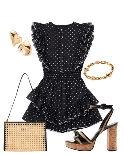 Black Polka Dot Frill Mini Dress — Shop The Look | AMY Atelier