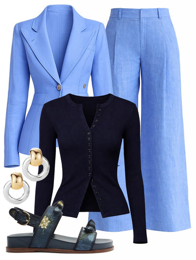 Kari Long Cardigan in Navy — Shop The Look | AMY Atelier