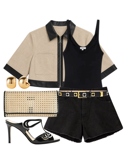 Caprice Jacket in Black/Beige — Shop The Look | AMY Atelier