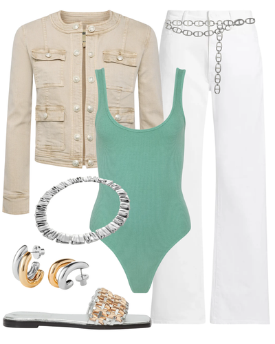 Nica Scoopneck Bodysuit in Malachite — Shop The Look | AMY Atelier