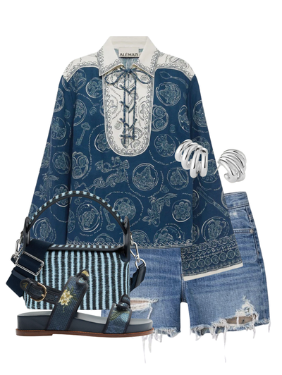 Lucky Lace Up Top in Blue — Shop The Look | AMY Atelier